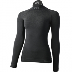 Mico Women Long Sleeves Mock Neck Shirt Primaloft Nero 