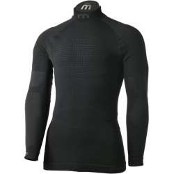 Mico Man Long Sleeves Mock Neck Shirt  Superthermo Primaloft Nero 